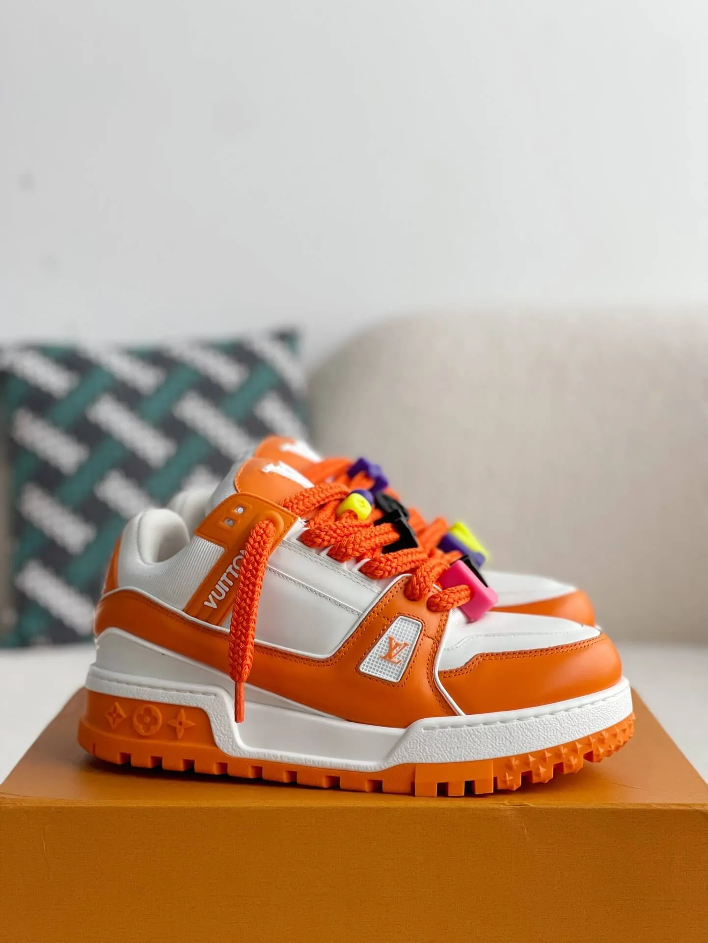 Louis Vuitton LV Trainer White Orange Maxi Sneaker