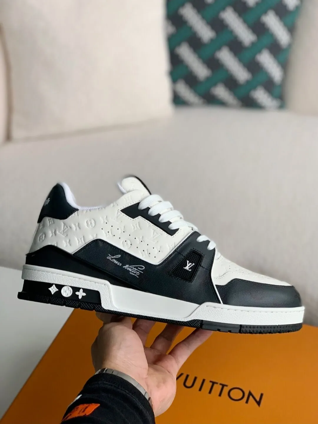 Louis Vuitton LV White Black Trainer Sneaker