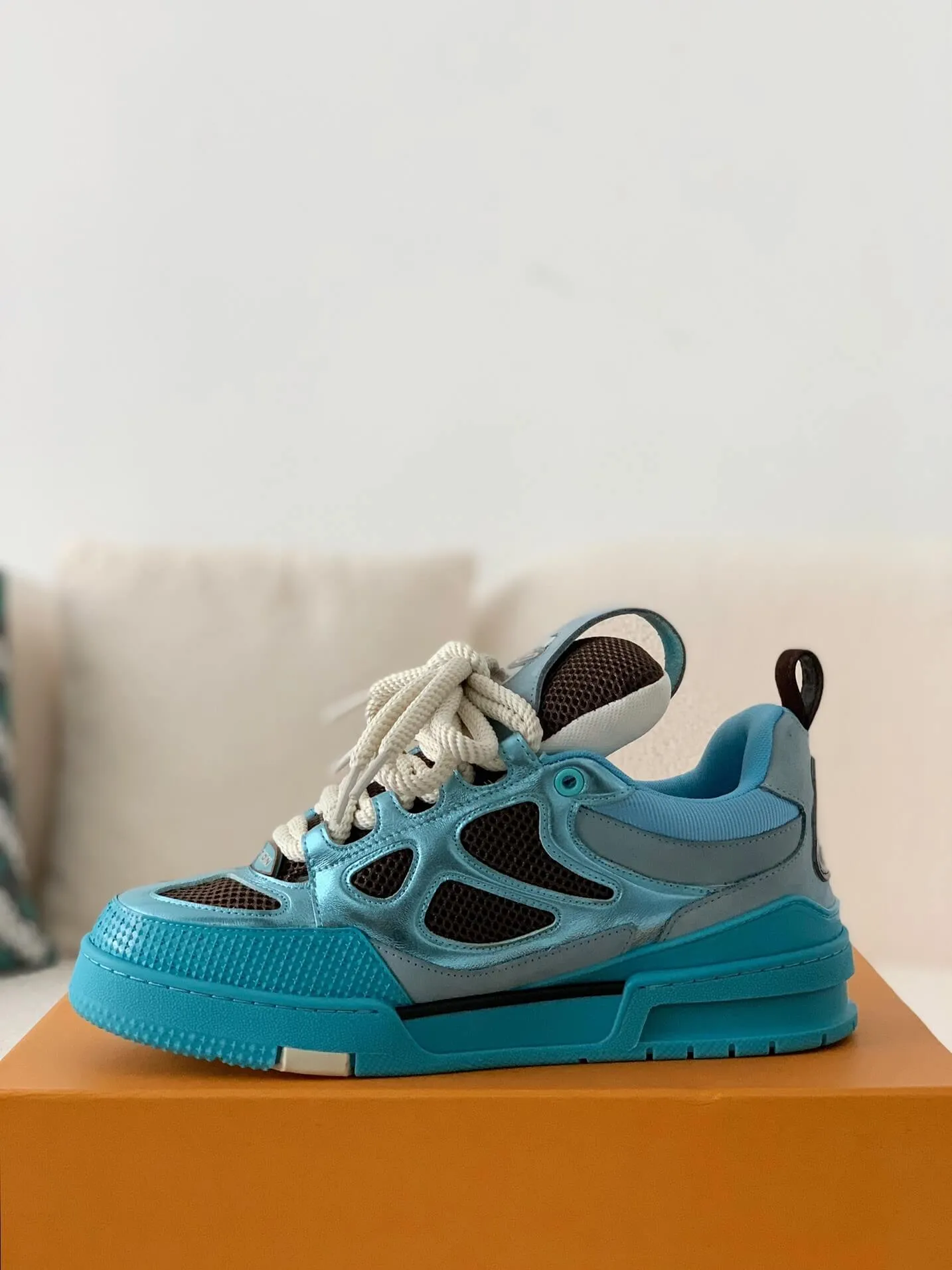 Louis Vuitton Skate Trainer Blue Brown Sneakers
