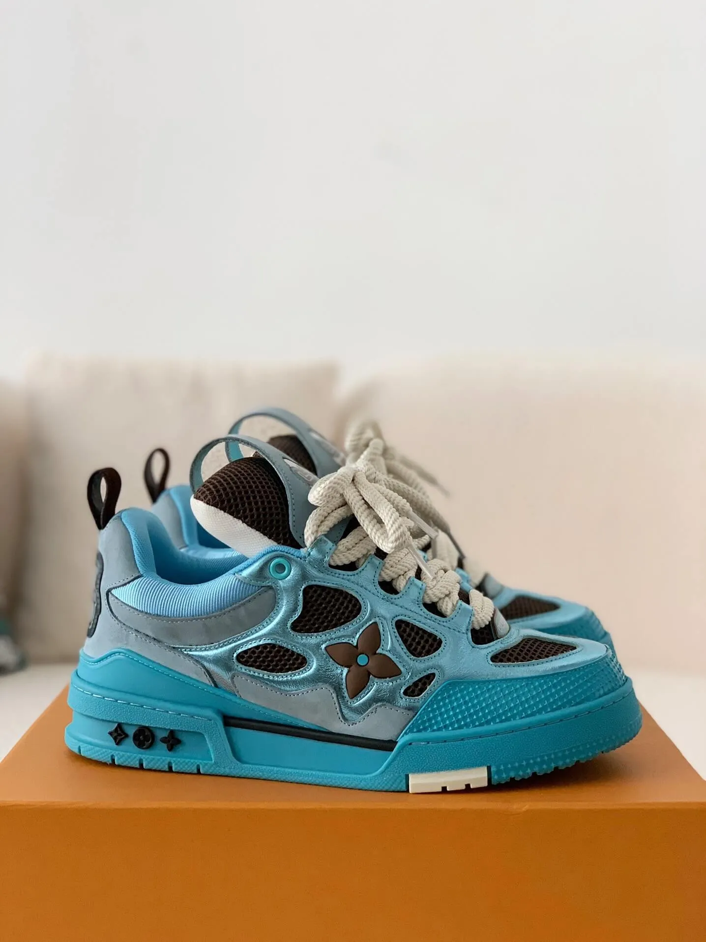 Louis Vuitton Skate Trainer Blue Brown Sneakers