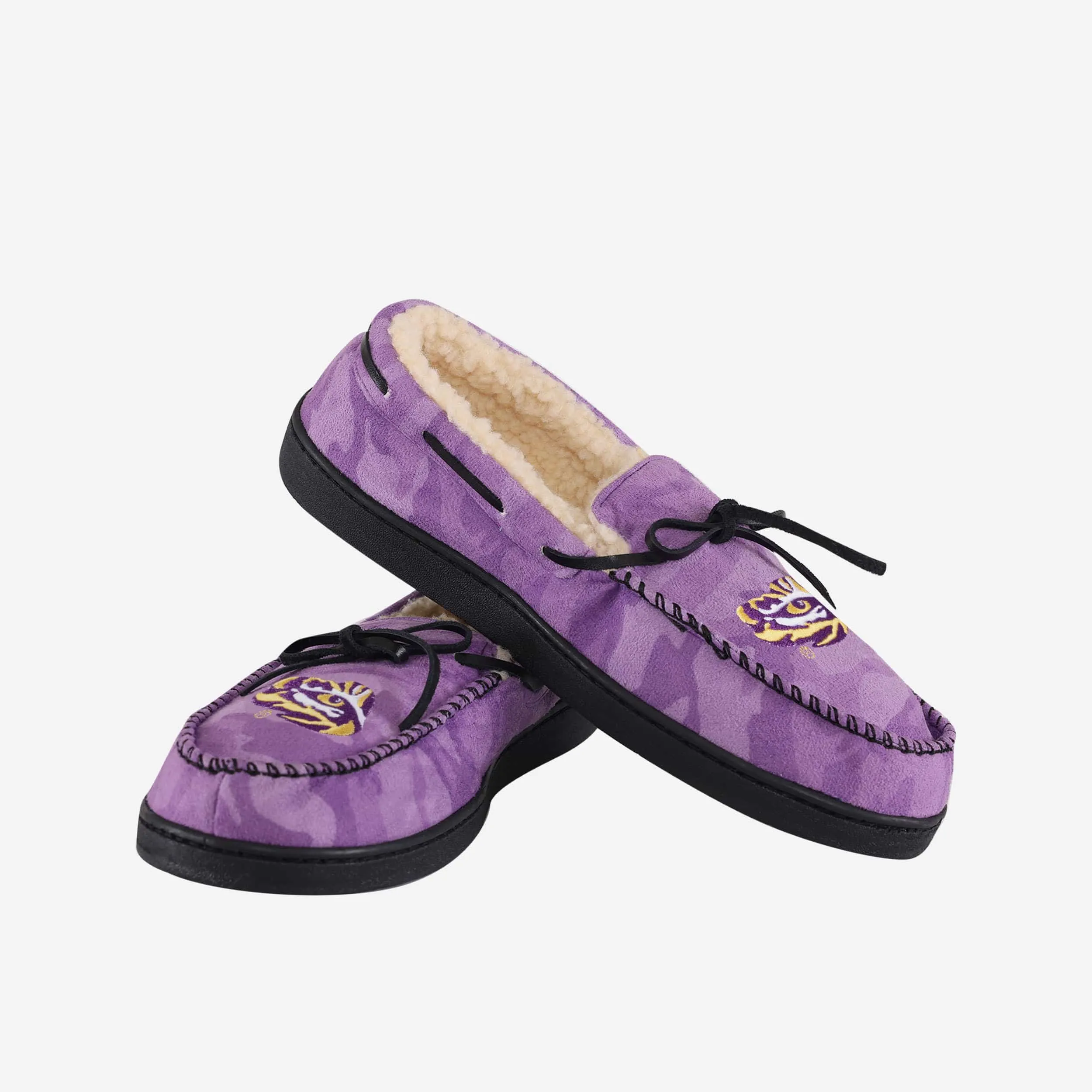LSU Tigers Printed Camo Moccasin Slipper