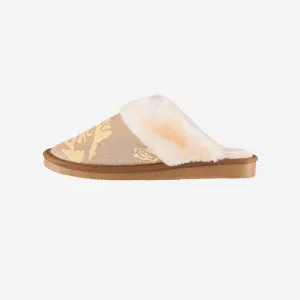 LSU Tigers Womens Glitter Open Back Fur Moccasin Slipper