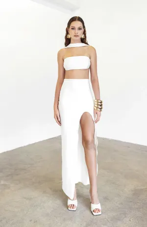 Luna Pearl Ensemble | White Dress with pearl strings