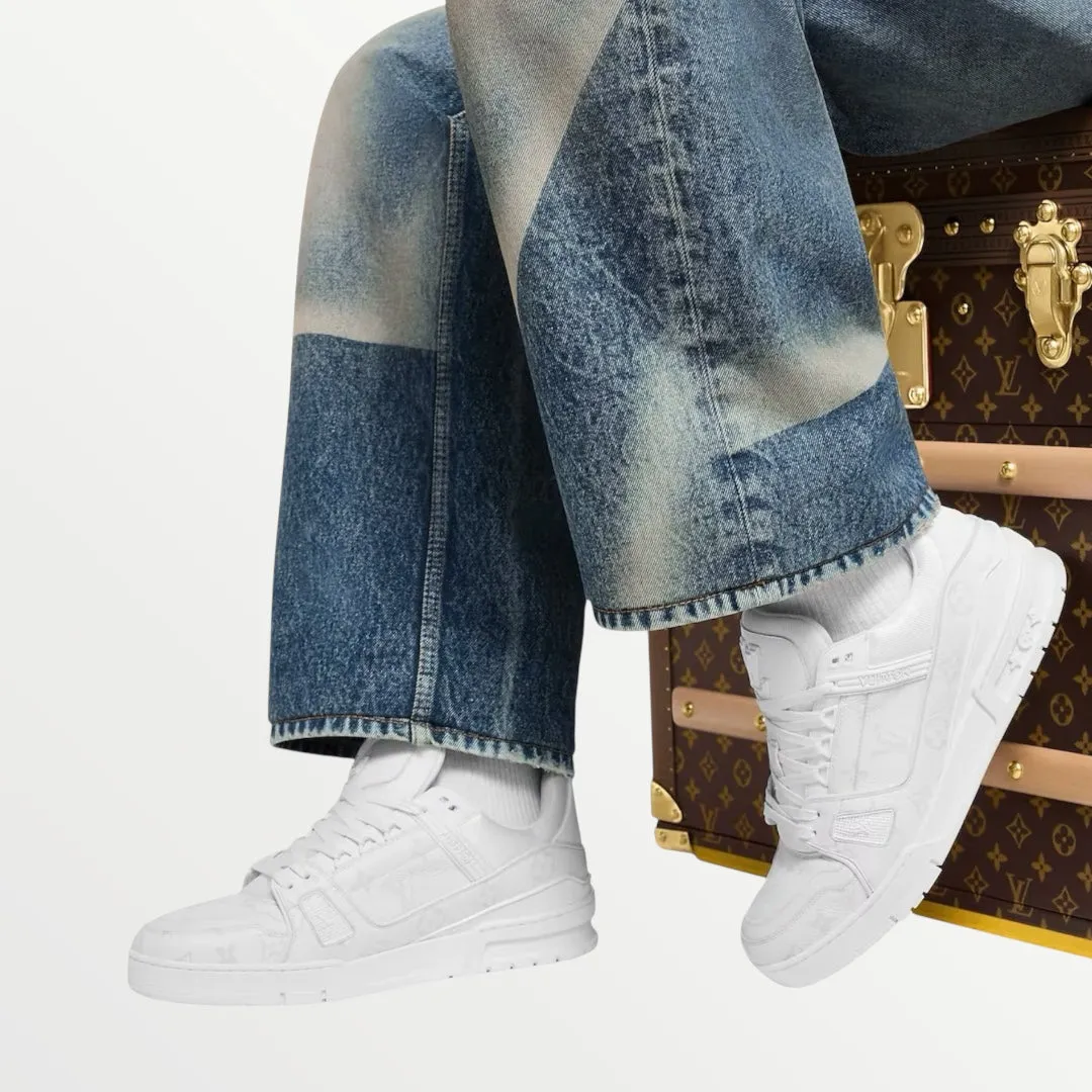 lv trainer white sneaker