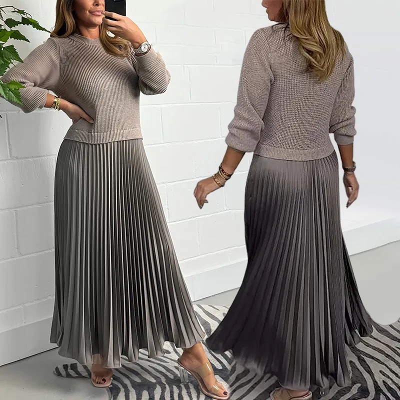 MARIA | Elegant and stylish pleated dresses with a round neckline