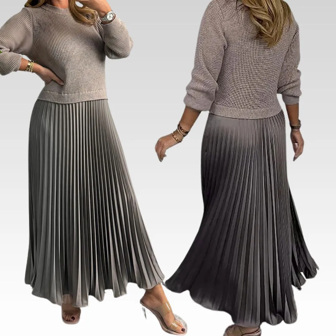 MARIA | Elegant and stylish pleated dresses with a round neckline