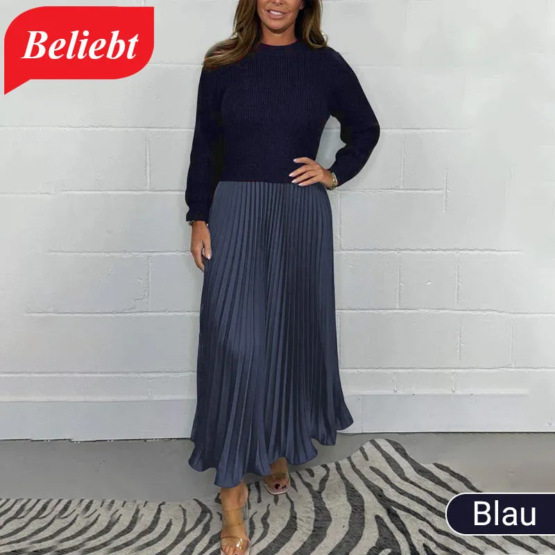 MARIA | Elegant and stylish pleated dresses with a round neckline