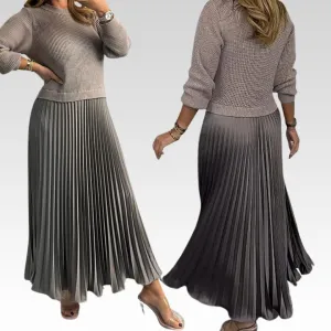 MARIA | Elegant and stylish pleated dresses with a round neckline
