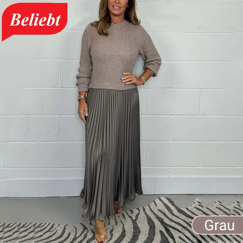 MARIA | Elegant and stylish pleated dresses with a round neckline