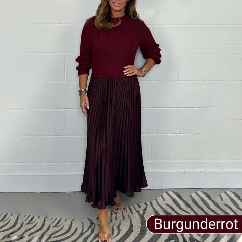 MARIA | Elegant and stylish pleated dresses with a round neckline