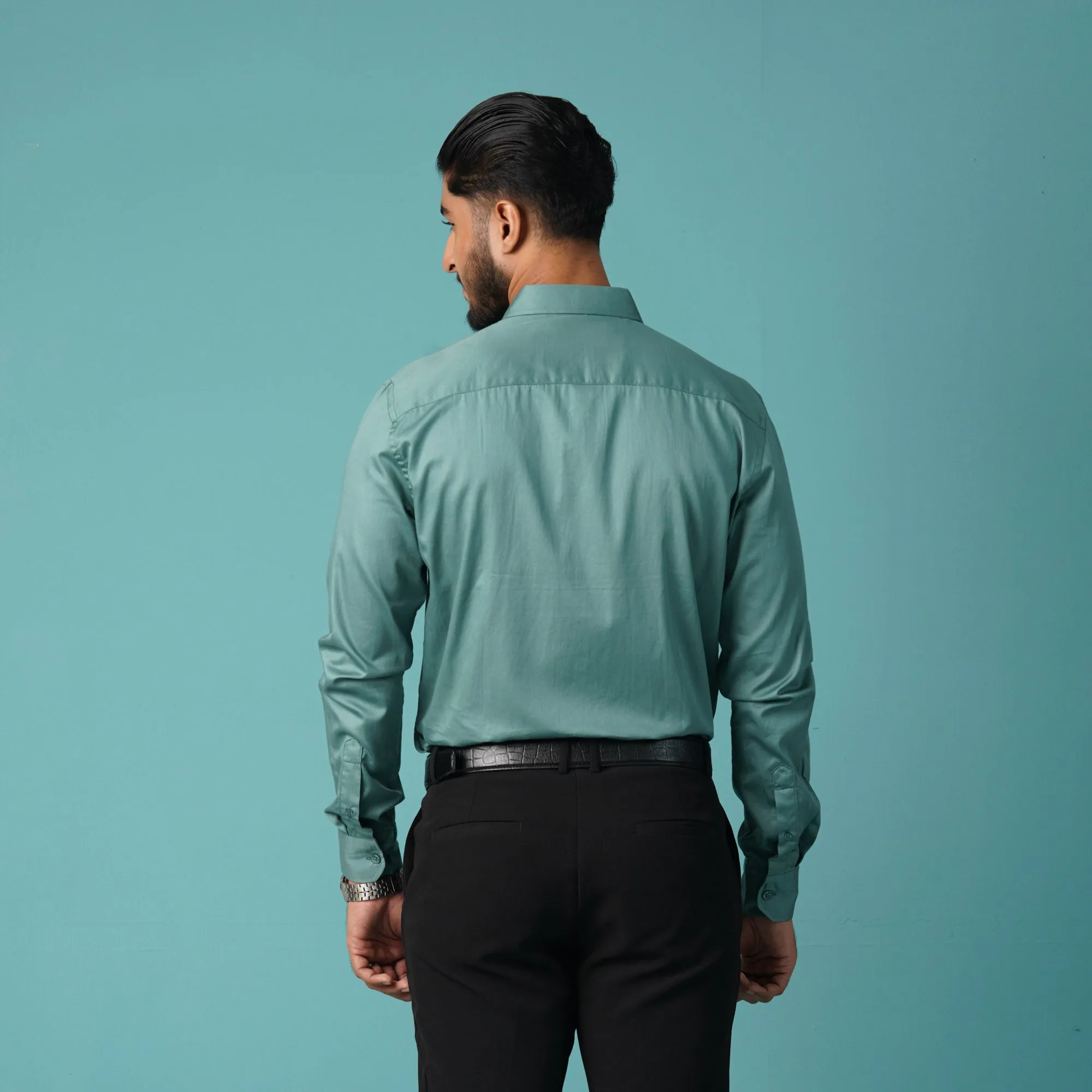 Mens Formal Shirt-Light Green