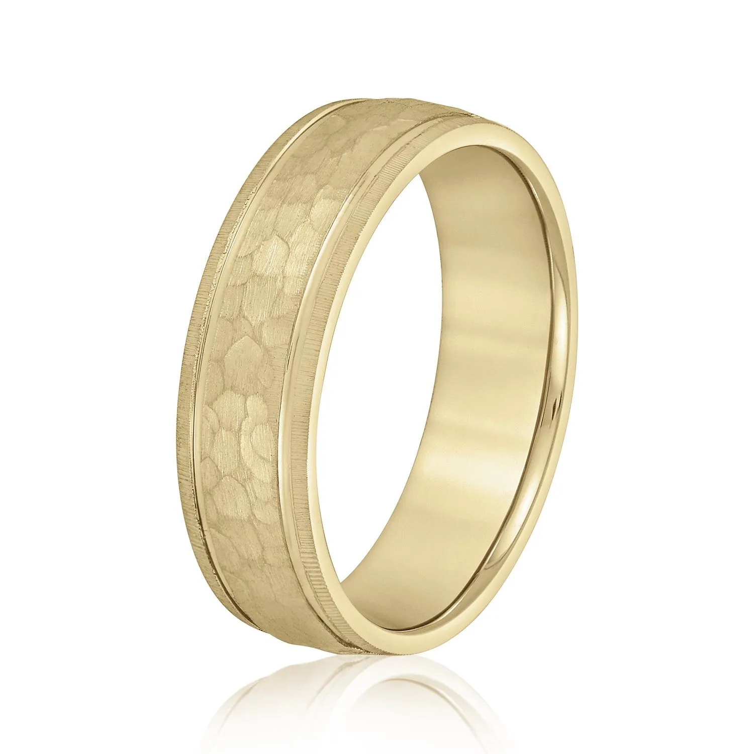 Men's Hammered Grooved Edged Band