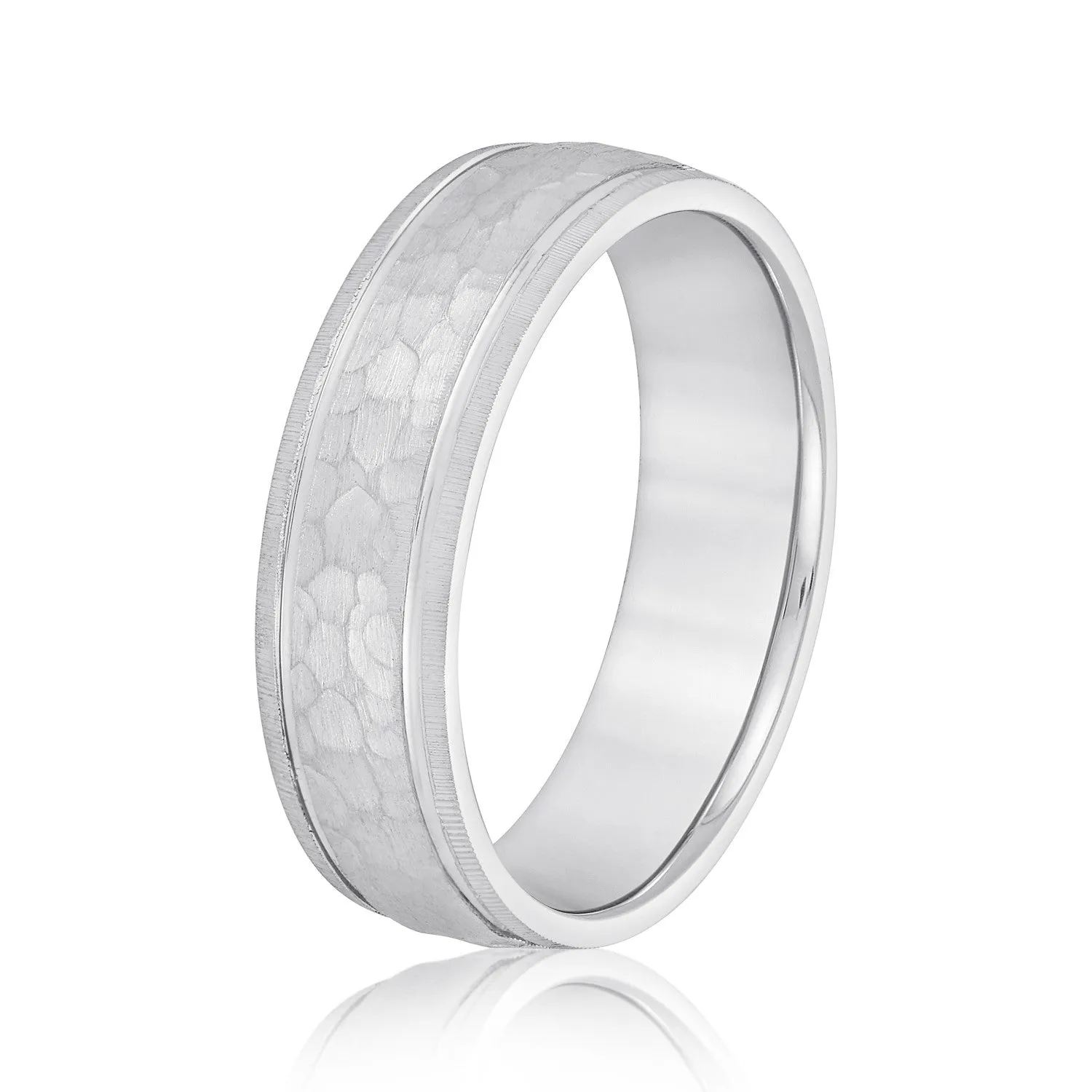 Men's Hammered Grooved Edged Band