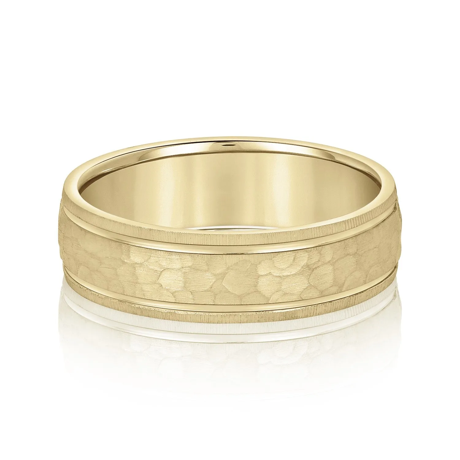 Men's Hammered Grooved Edged Band