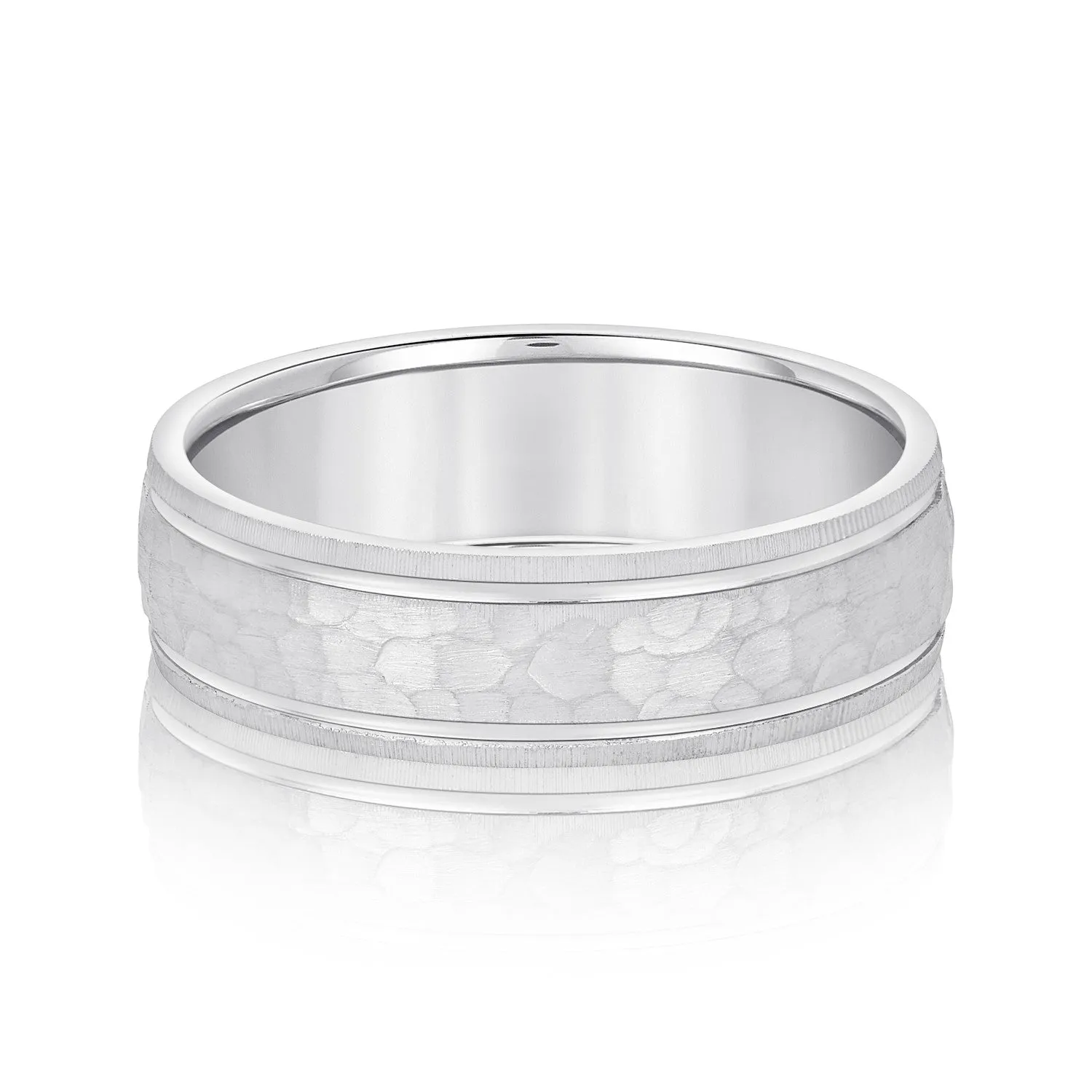 Men's Hammered Grooved Edged Band