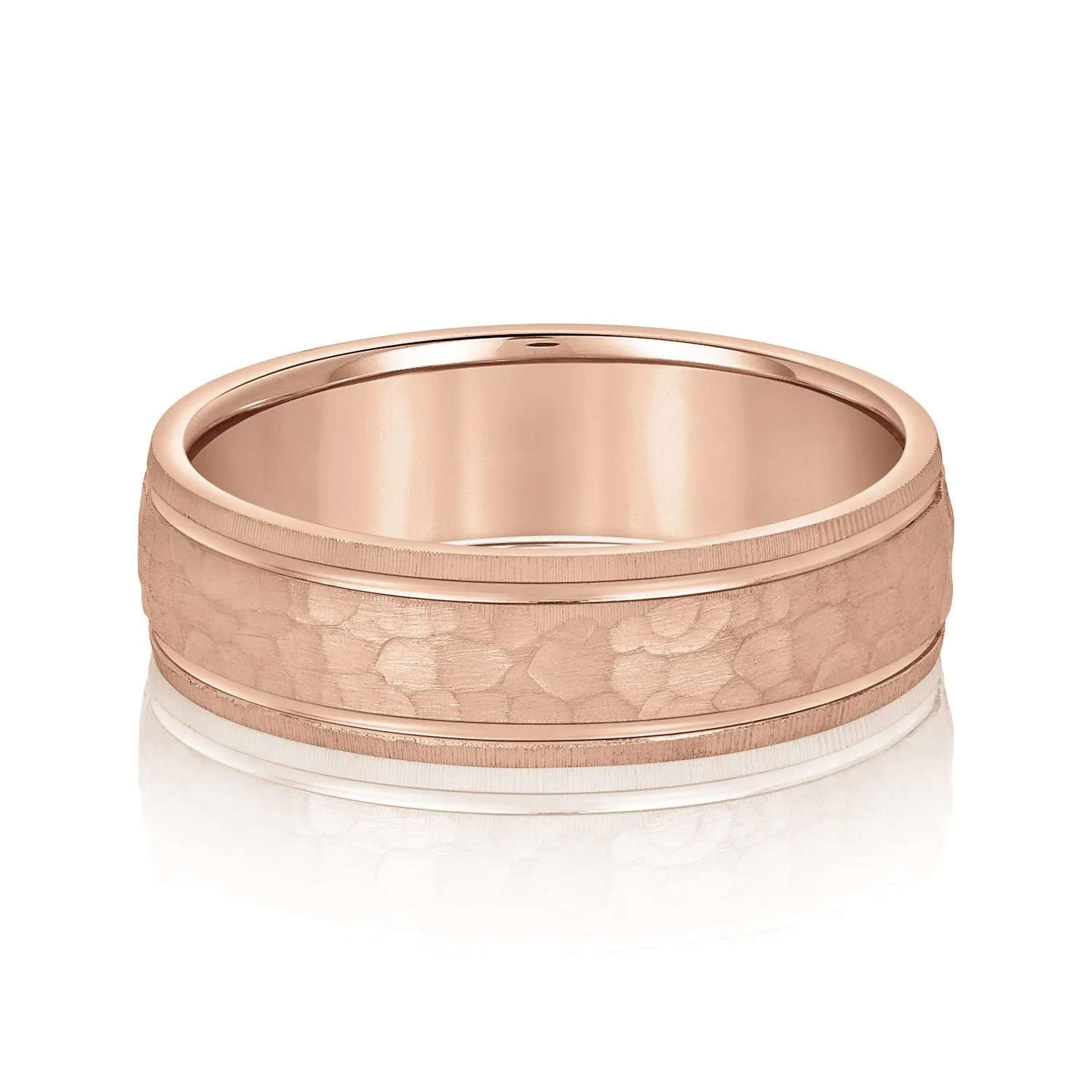 Men's Hammered Grooved Edged Band