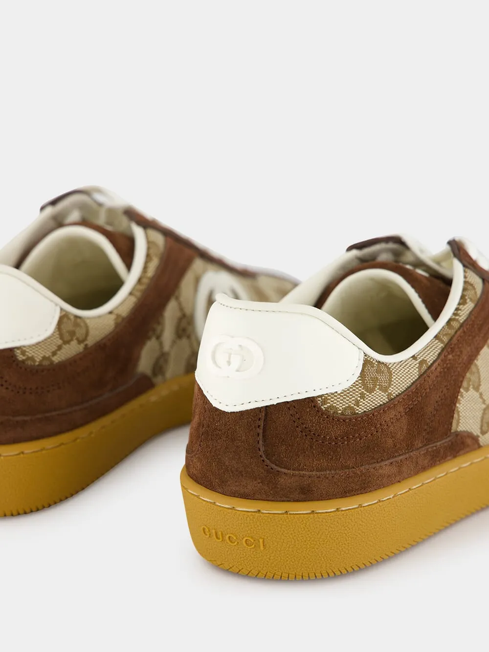 Men's Trainer in Dark Brown Suede with Interlocking G Logo