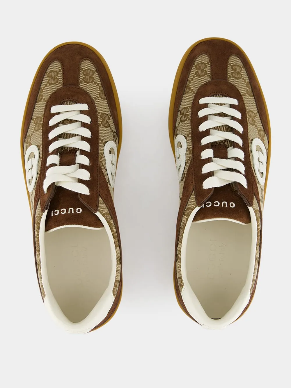 Men's Trainer in Dark Brown Suede with Interlocking G Logo