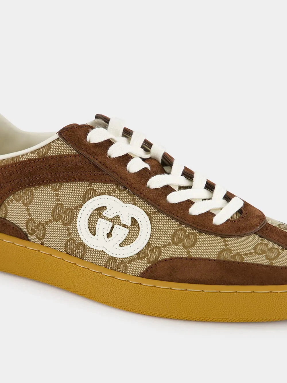 Men's Trainer in Dark Brown Suede with Interlocking G Logo