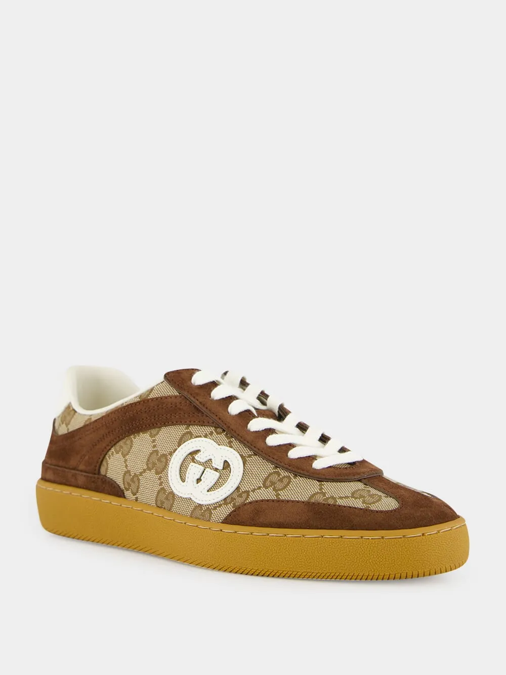 Men's Trainer in Dark Brown Suede with Interlocking G Logo