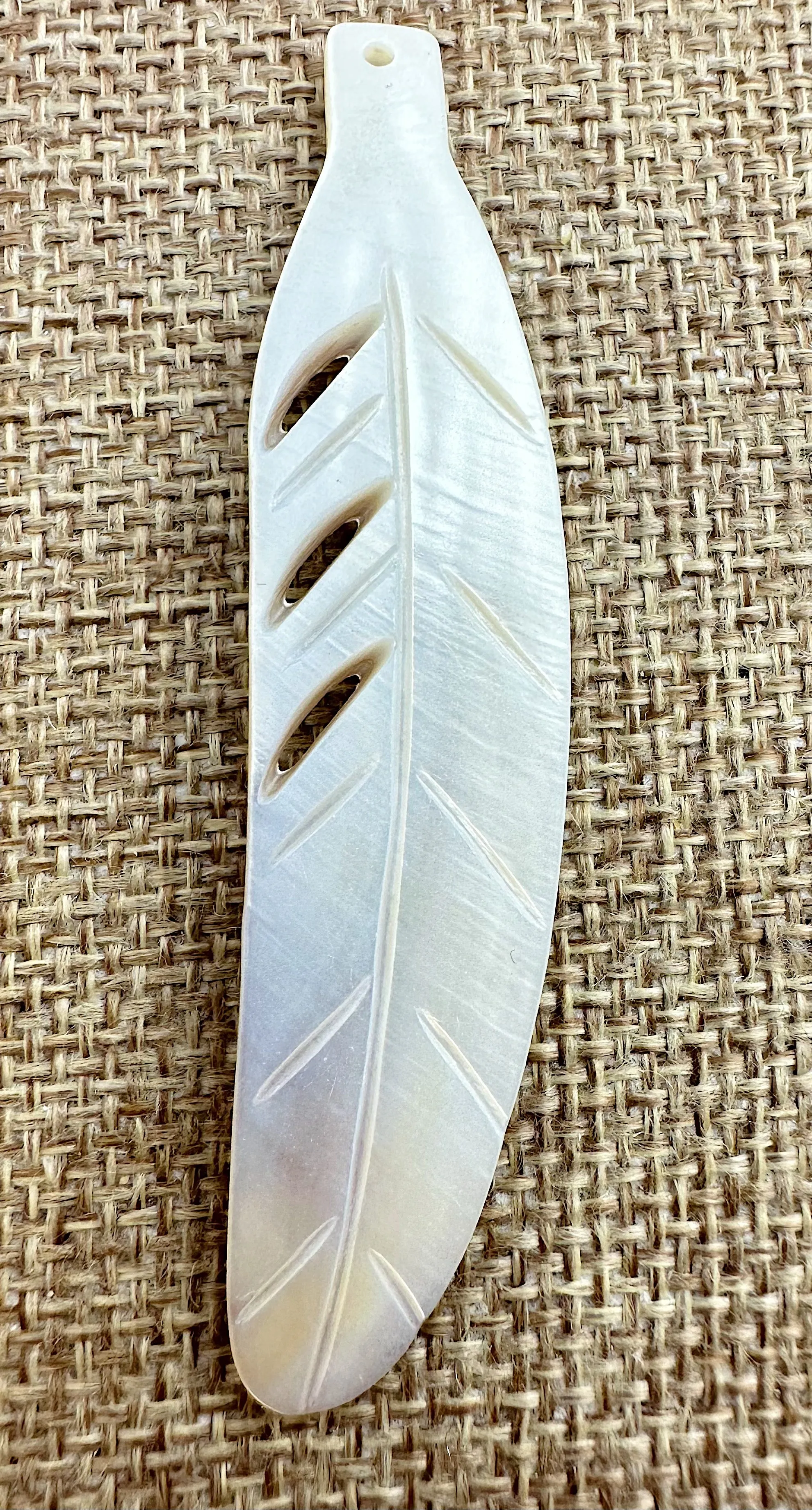 Mother of Pearl Feather Charm Sku#M123