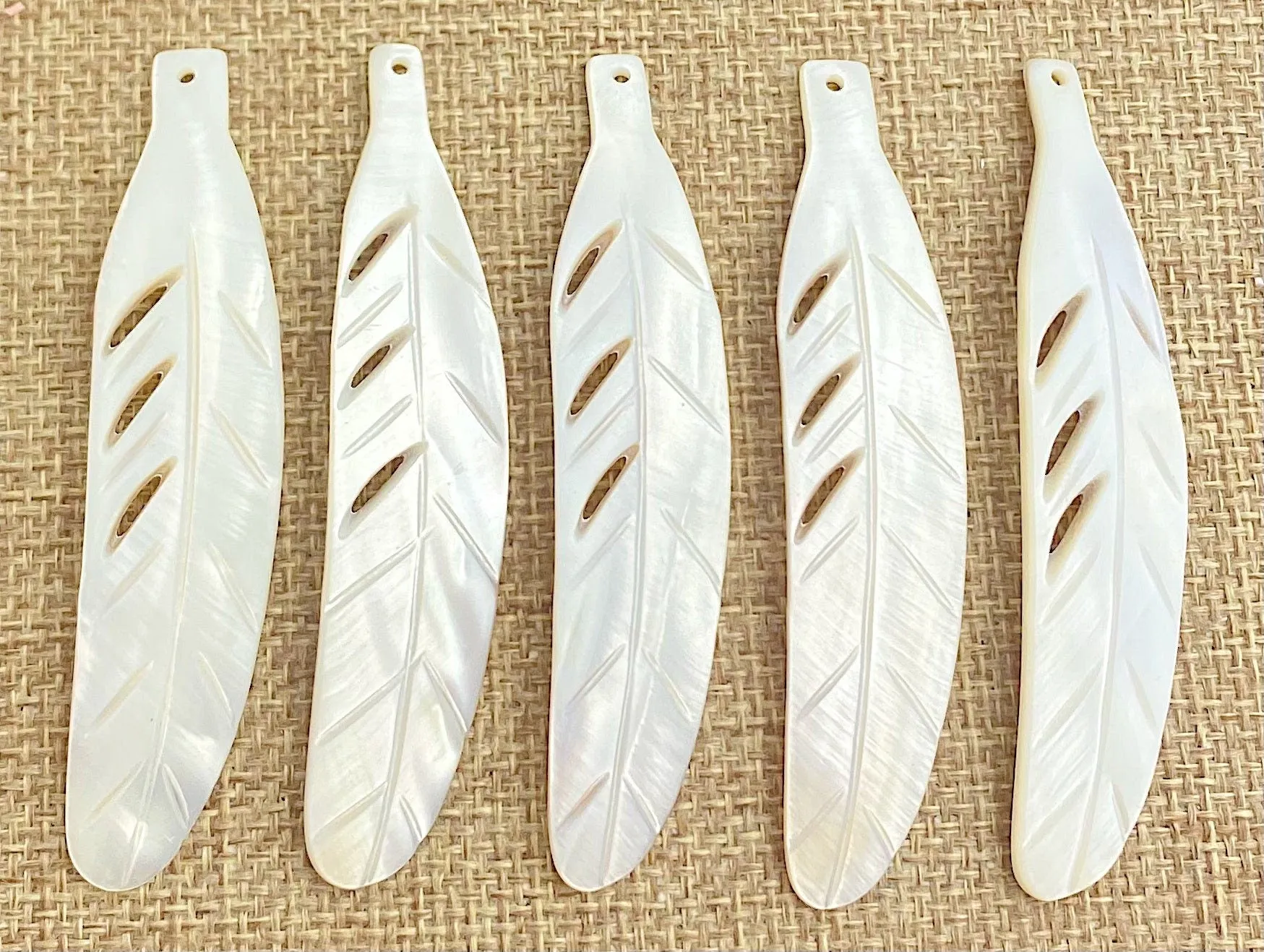 Mother of Pearl Feather Charm Sku#M123