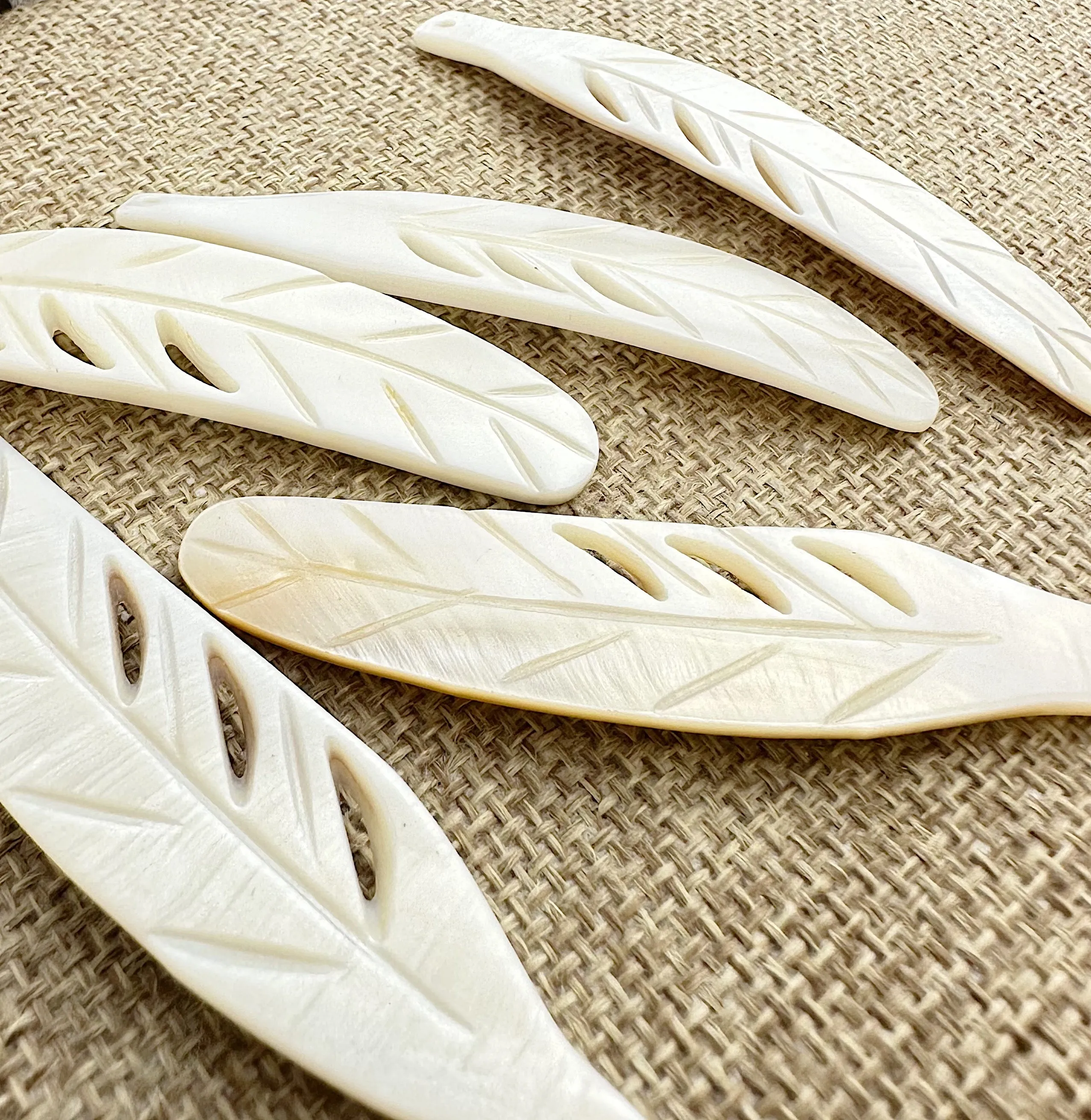 Mother of Pearl Feather Charm Sku#M123