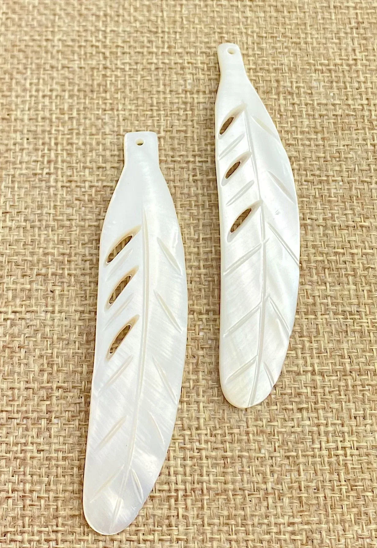 Mother of Pearl Feather Charm Sku#M123