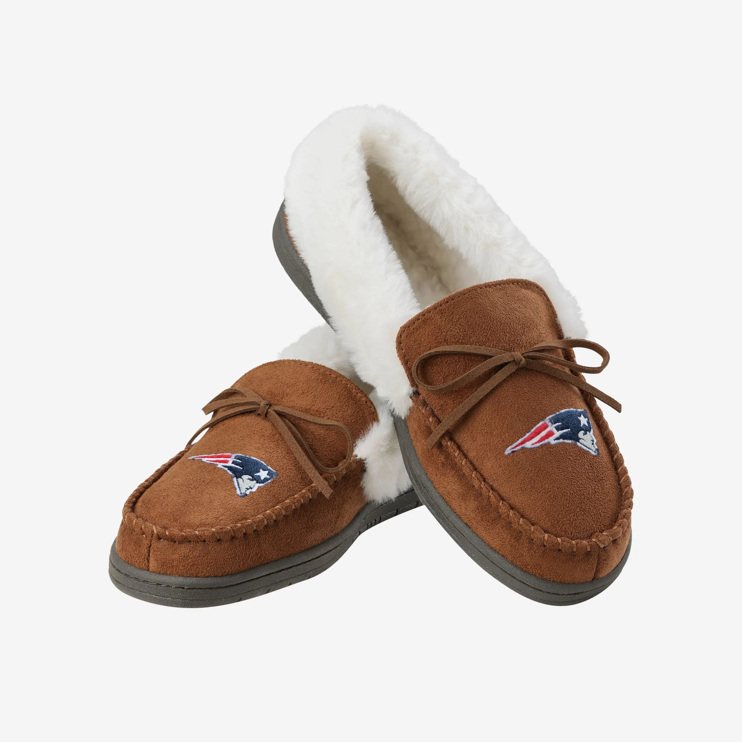 New England Patriots Womens Tan Moccasin Slipper