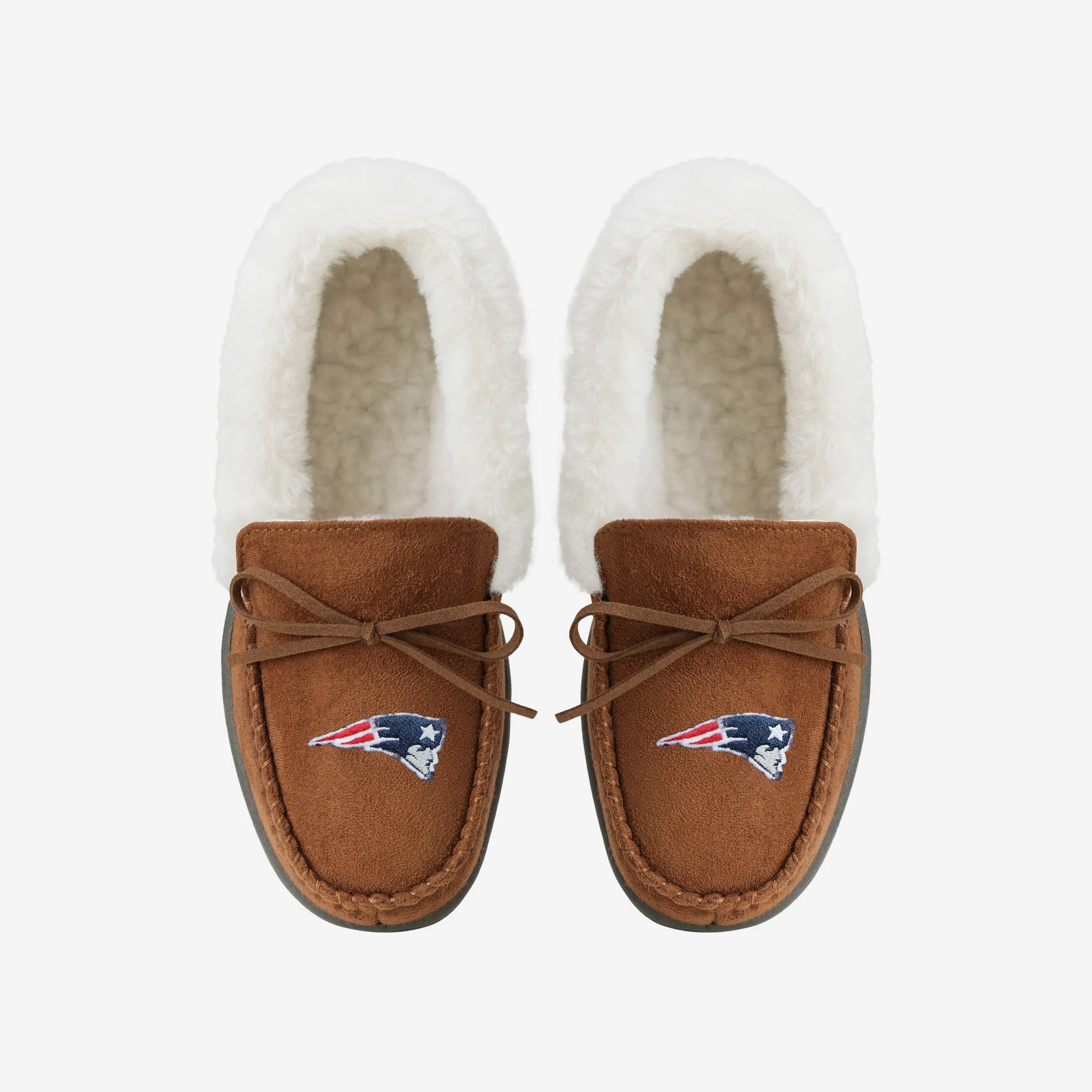 New England Patriots Womens Tan Moccasin Slipper