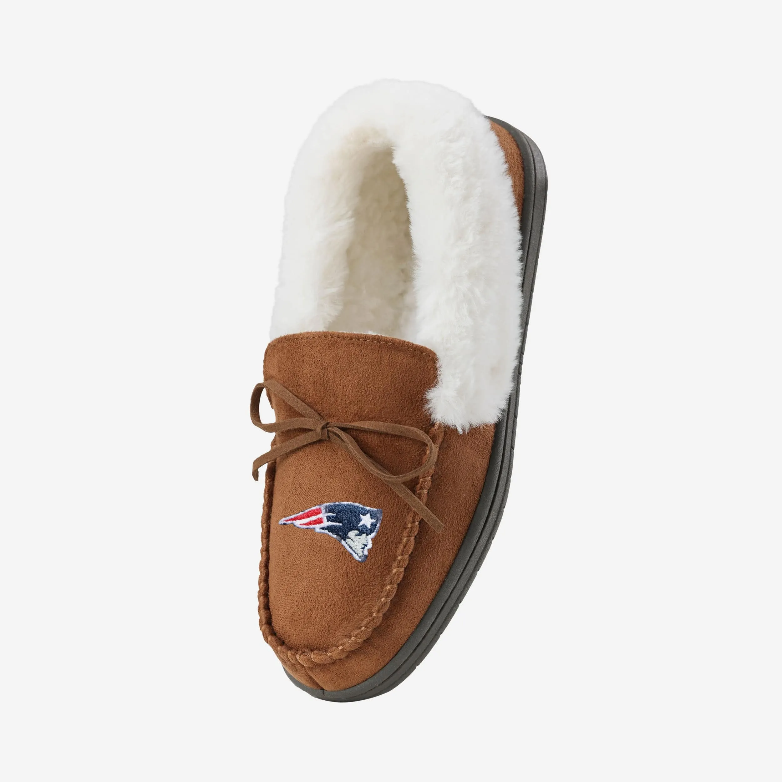 New England Patriots Womens Tan Moccasin Slipper