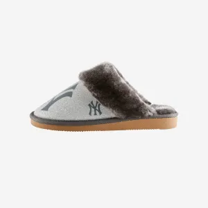 New York Yankees Womens Glitter Open Back Fur Moccasin Slipper