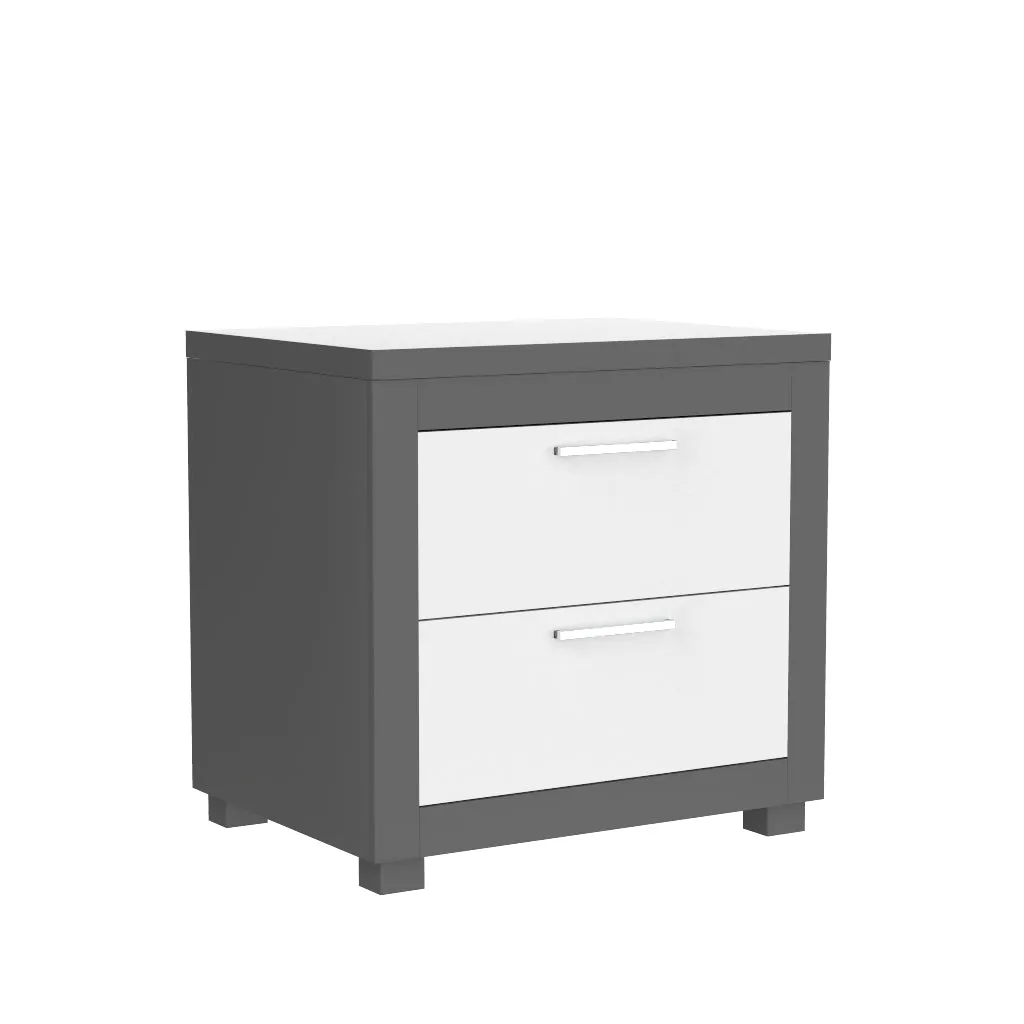 Night table storage organizer for home decor, dark grey & white