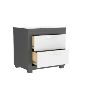Night table storage organizer for home decor, dark grey & white
