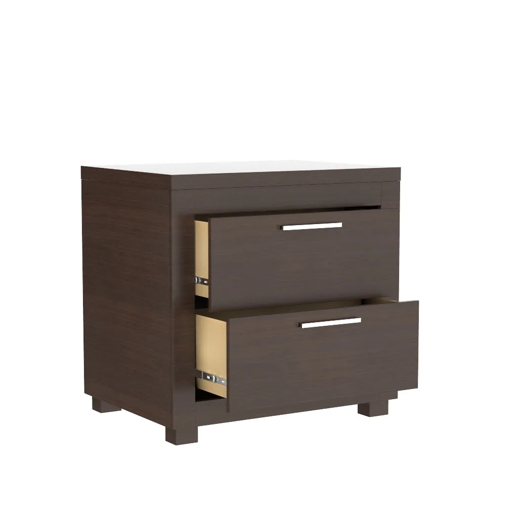 Night table storage organizer for home decor, walnut