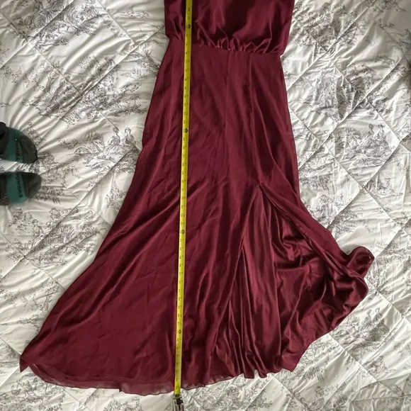 NWOT Birdy Grey burgundy long chiffon Gwennie  dress spaghetti straps  small