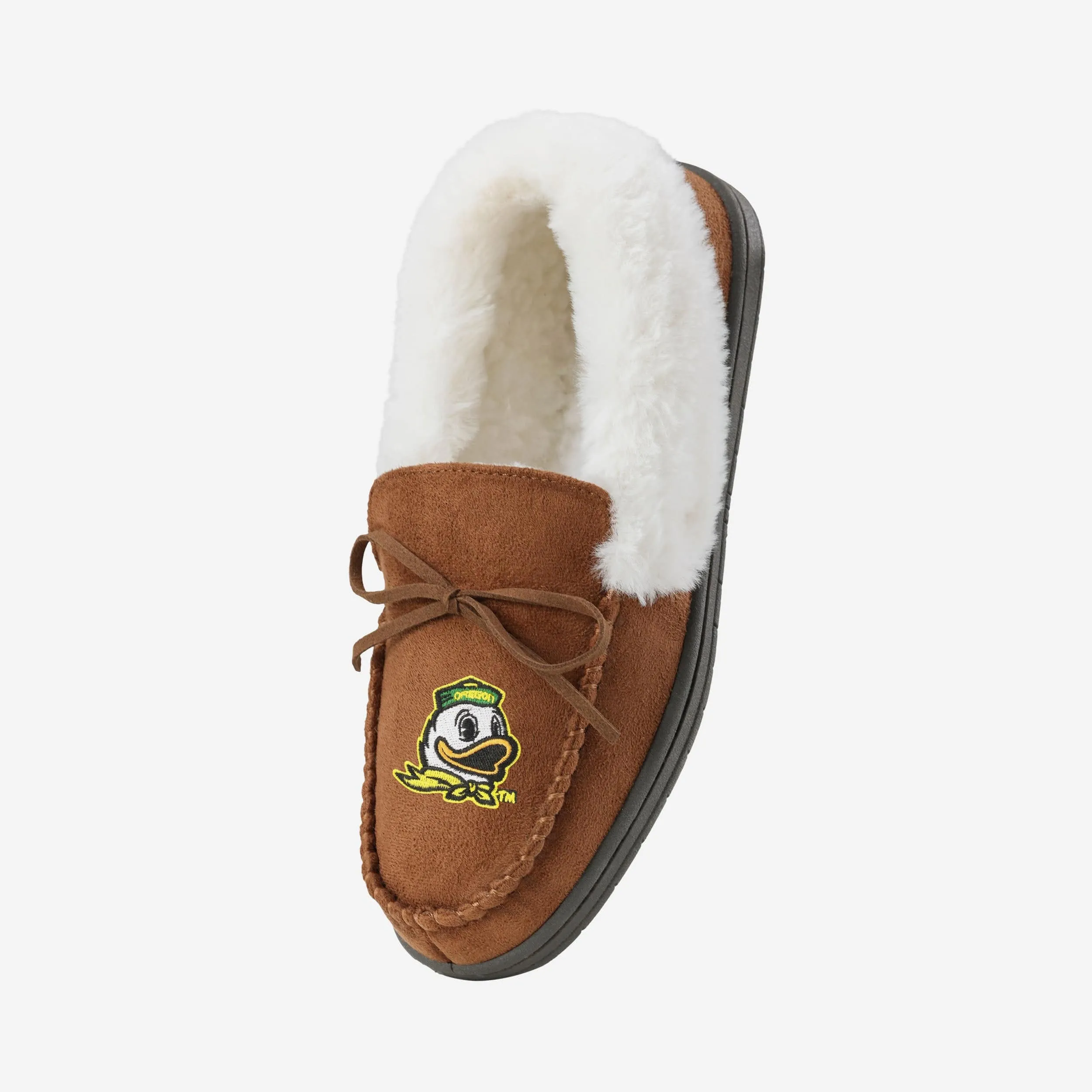 Oregon Ducks Womens Tan Moccasin Slipper