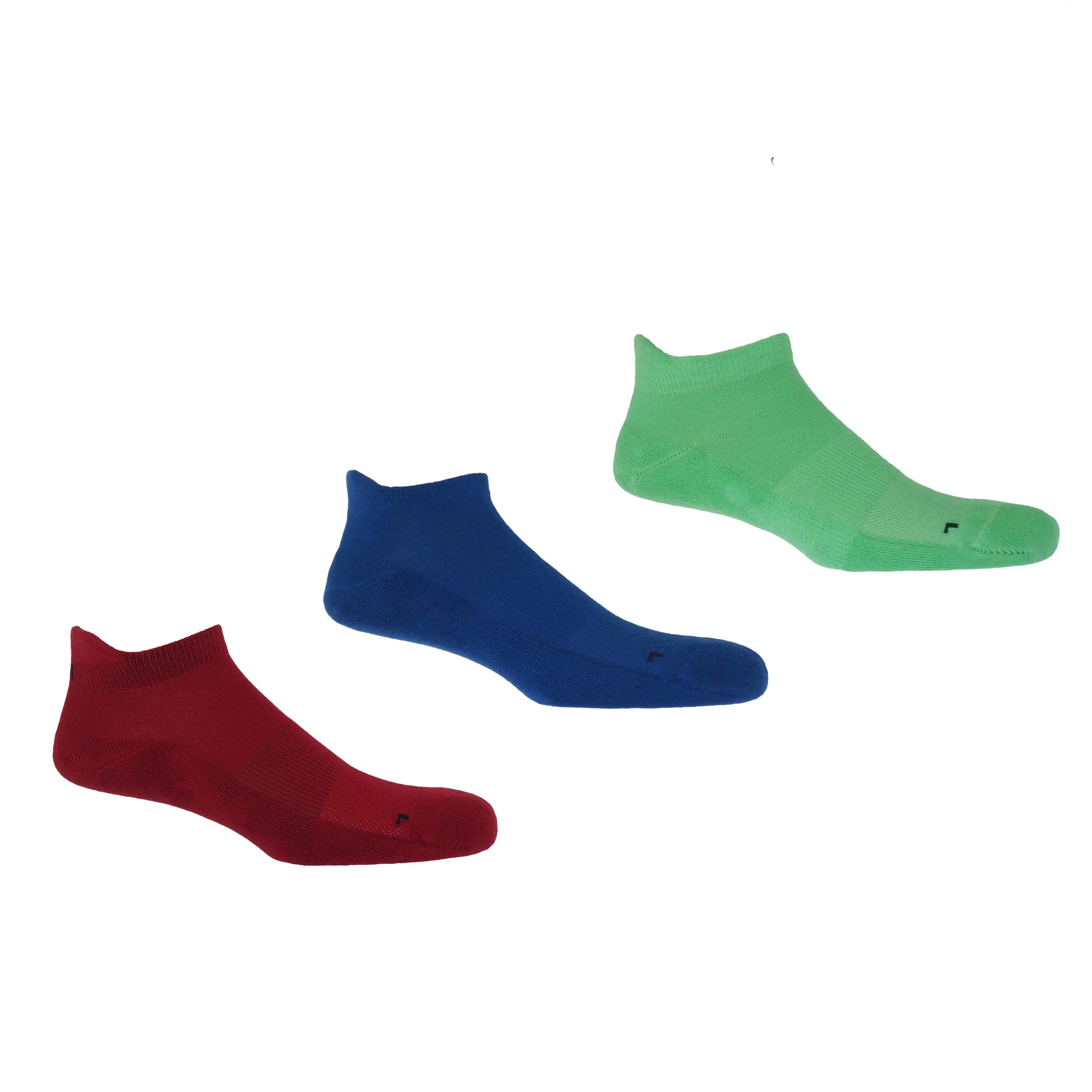 Organic Sport Men's Trainer Socks Bundle - Burgundy, Blue & Green