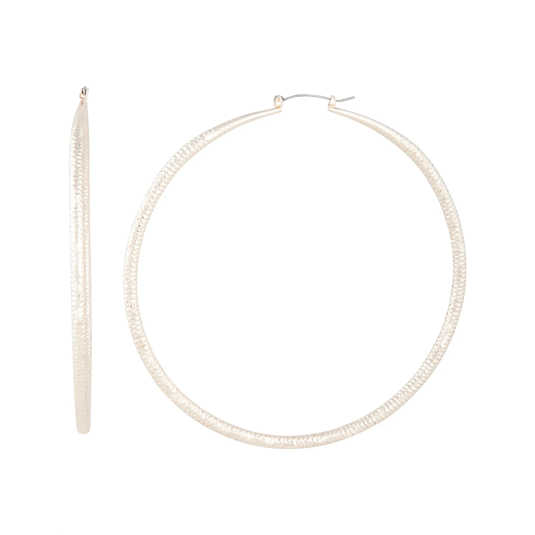 Pale Rose Gold Rounded Diamond Cut Hoop