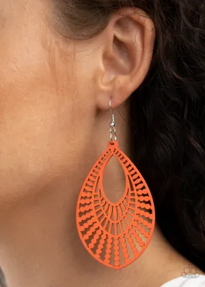 Paparazzi - Bermuda Breeze - Orange Wood Earring