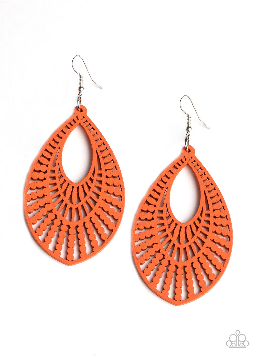 Paparazzi - Bermuda Breeze - Orange Wood Earring