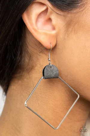 Paparazzi Friends of a LEATHER - Silver Earrings