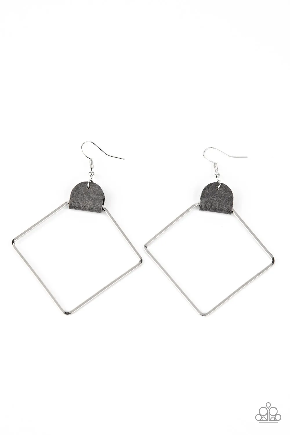 Paparazzi Friends of a LEATHER - Silver Earrings