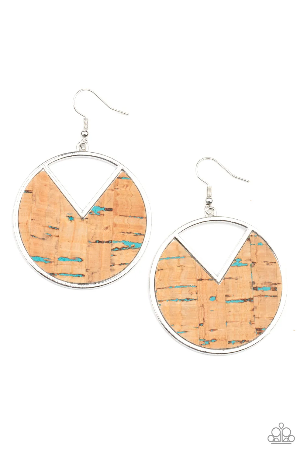 Paparazzi - Nod to Nature - Blue Cork Earrings