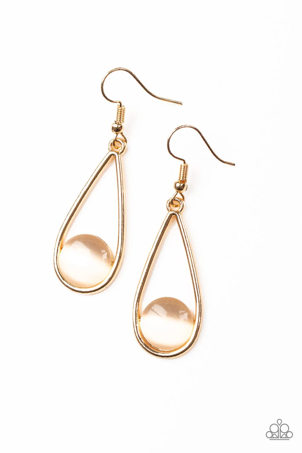 Paparazzi - Over The Moon - Gold Earrings