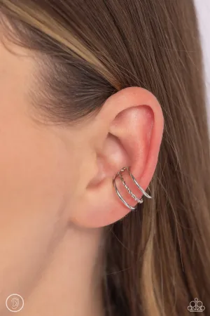 Paparazzi Textured Triumph - Silver Ear Cuffs
