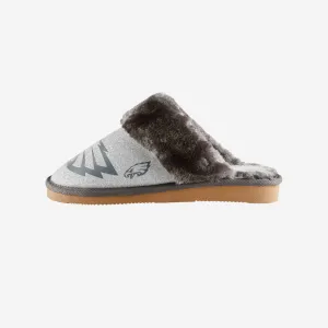 Philadelphia Eagles Womens Glitter Open Back Fur Moccasin Slipper