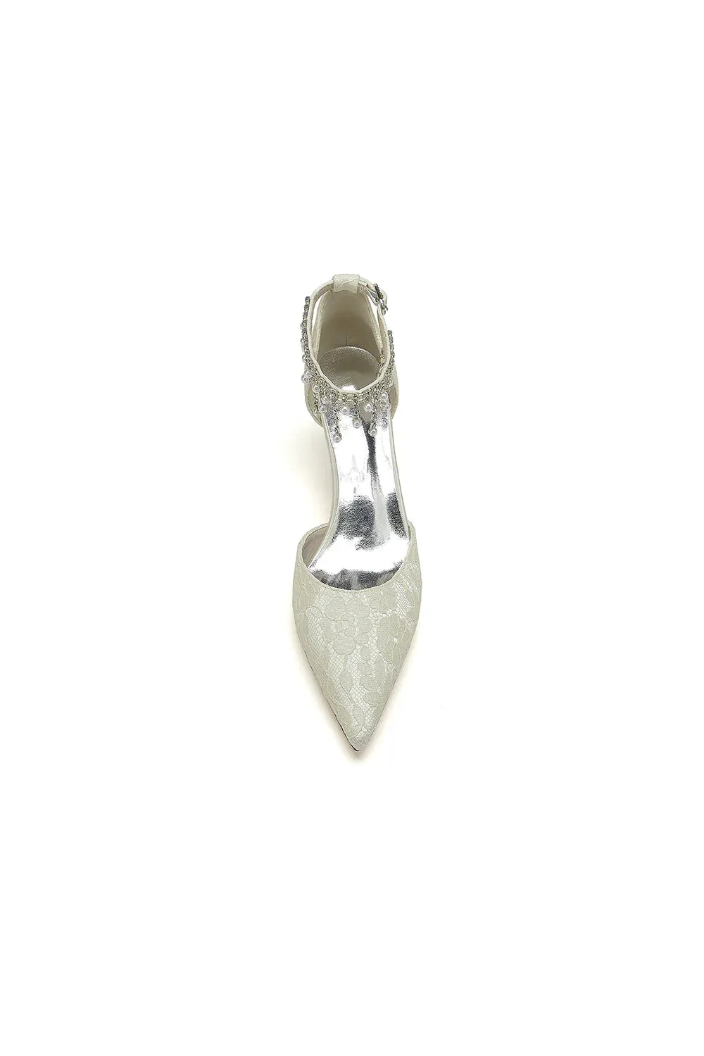 Pointed Toe Pearl Chain Strap High Heels