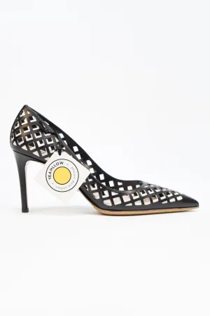 Prada Black And White Perforated Heels - Size 39
