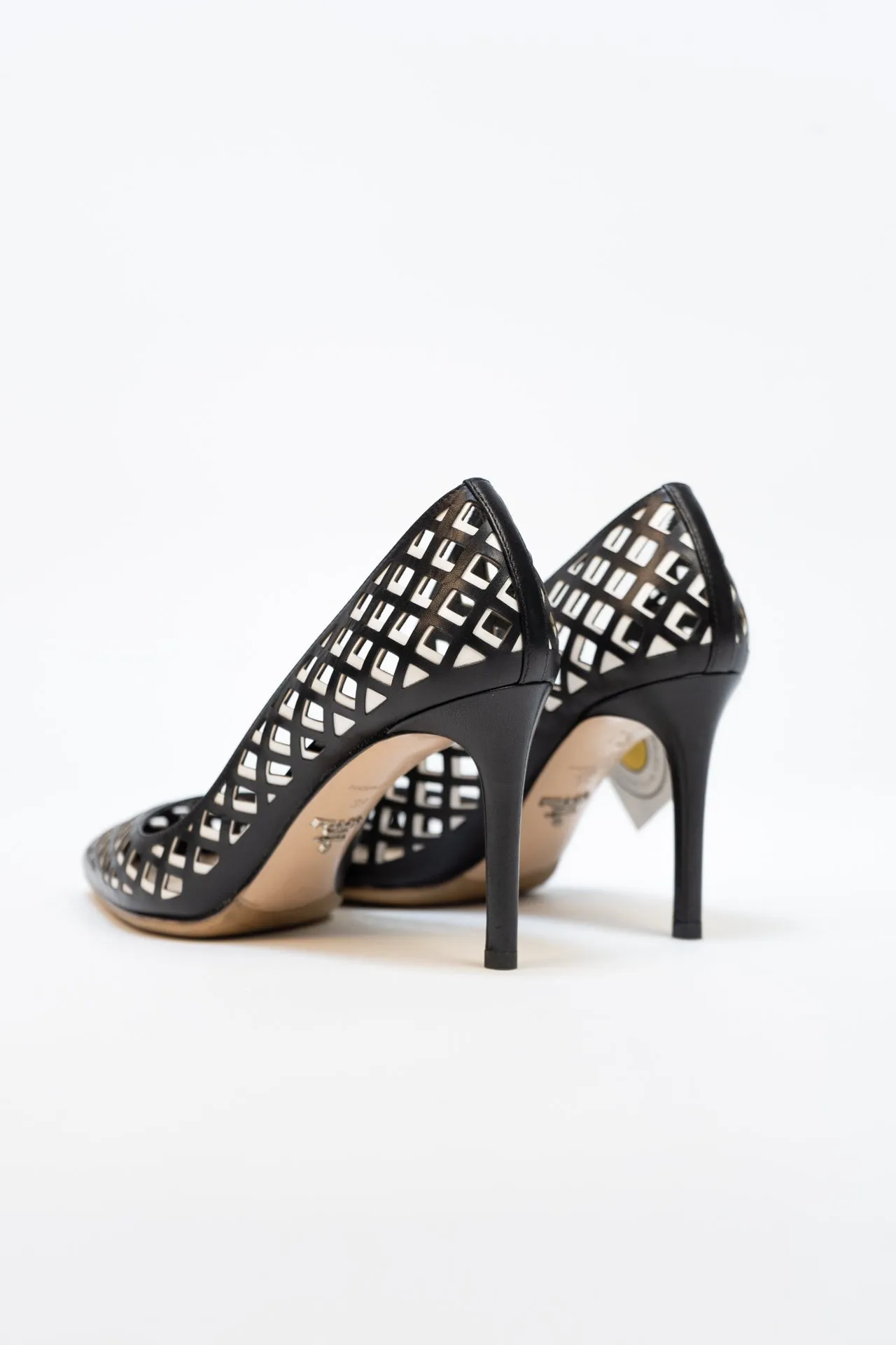 Prada Black And White Perforated Heels - Size 39